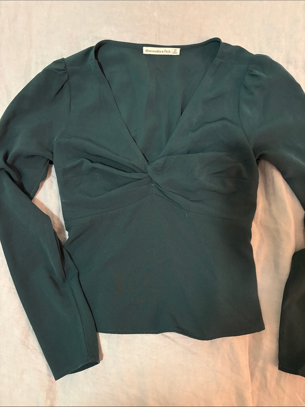 Abercrombie & Fitch Deep Teal Twist-Front Long Sleeve Top